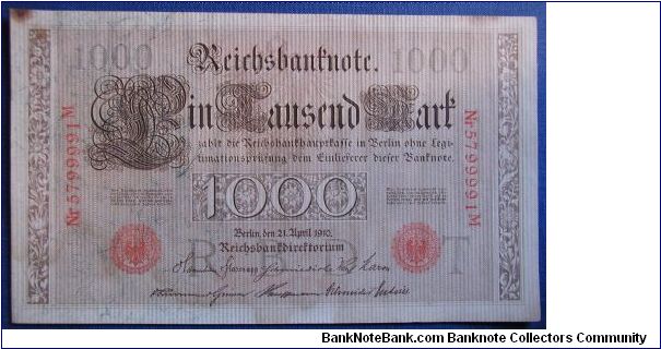 Germany 1910 1000 Marks (burn marks)

NOT FOR SALE Banknote