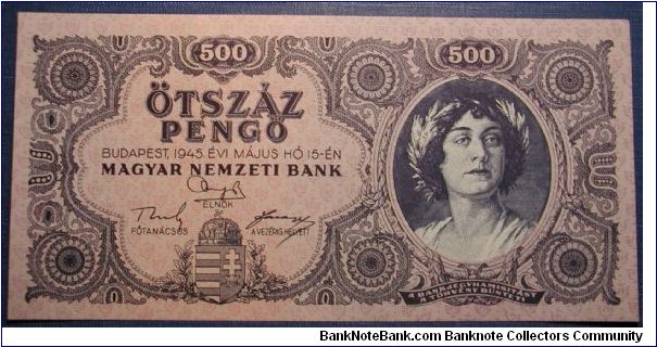 Hungary 500 Pengo 1945

NOT FOR SALE Banknote