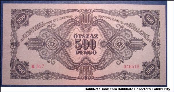 Banknote from Hungary year 1945