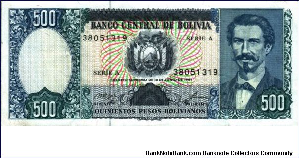 Bolivia - 500 Pesos Bolivianos - 1962 - P-166 Banknote