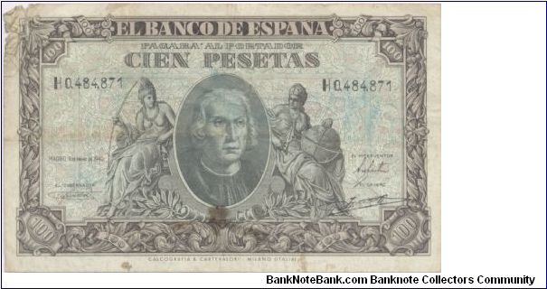 100 Pesetas Spain 1940 Banknote