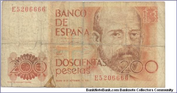 200 Pesetas Spain 1980 Banknote