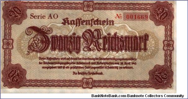 Banknote from Germany year 1945