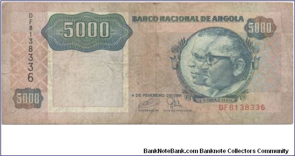 5000 Kwanzas Angola 1991 Banknote