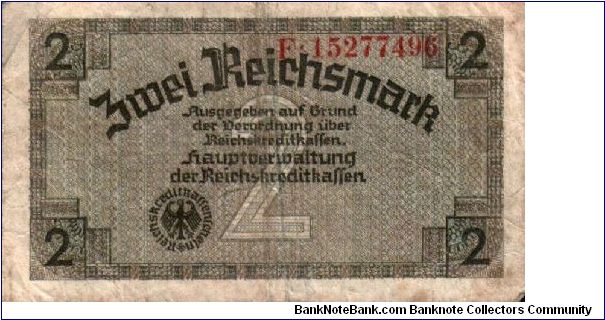 2 Reichsmark * 1939-1945 Banknote