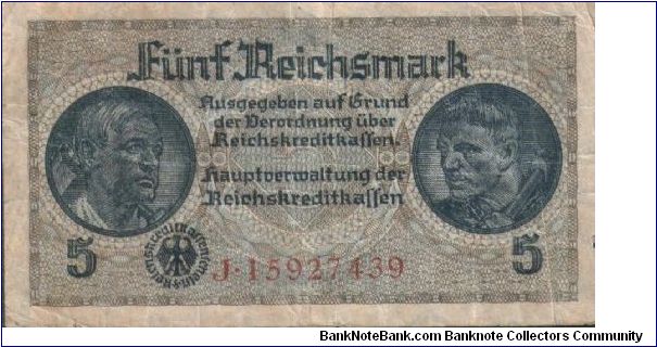 5 Reichsmark * 1939-1945 Banknote