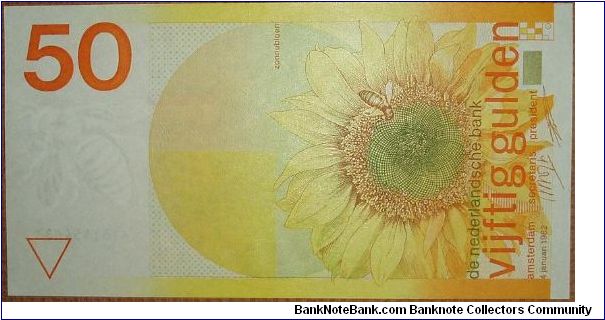 50 Gulden, sunflower & bee. Buzzzzzzz... Banknote