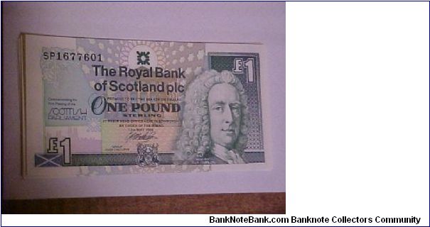 Scottish Parliment 1 Poond Notes no's 01-20 Banknote