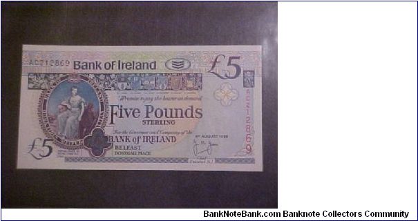 Bank of Ireland 5 Pound Banknote