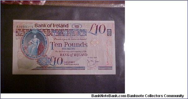 Bank of Ireland 10 Pound note (N Ireland) Banknote