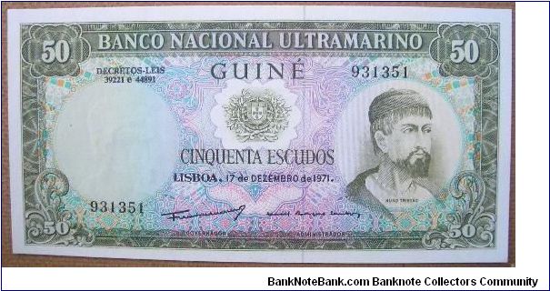 Portugese Guinea 50 Escudos Banknote