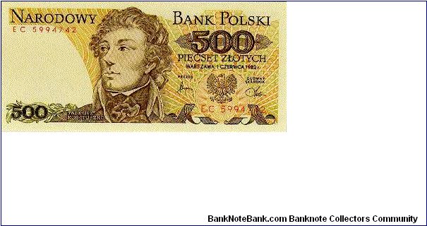 500 Zlotych * 1982 * P-145c Banknote