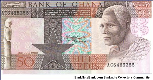 1980 50 Cedis from Ghana. Banknote