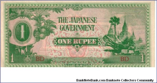 1 Rupee * 1942 * P-14a (Burma - Japenes Government) Banknote