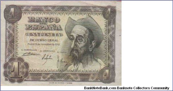 1 Peseta,
Anverso:
Don Quijote de la Mancha.
Reverso:
Armadura de Don Quijote Banknote