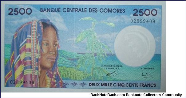 2500 Francs, turtle, bright. Banknote