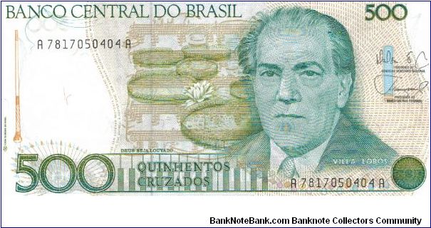 Brazil 1987 500 Cruzados. P-212d Banknote