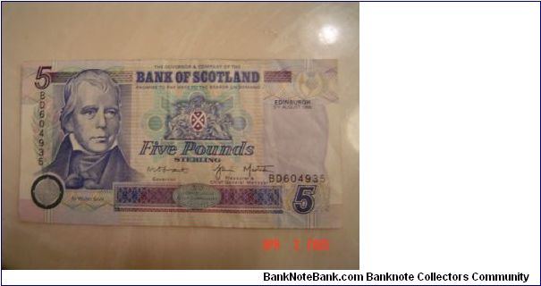 Scotland  P-119 5 Pounds 1998 Banknote