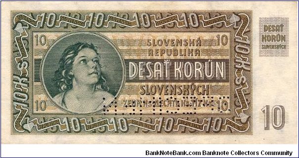 Banknote from Slovakia year 1939