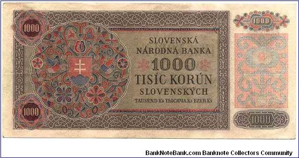 Banknote from Slovakia year 1940