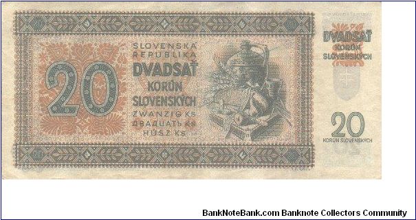 Banknote from Slovakia year 1942