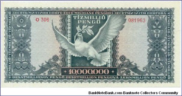 Banknote from Hungary year 1945