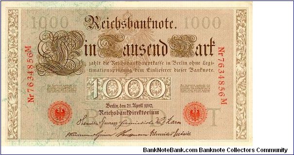 1000 Mark
Reichsbanknote Banknote