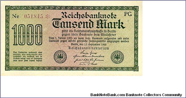 1000 Mark
Reichsbanknote Banknote