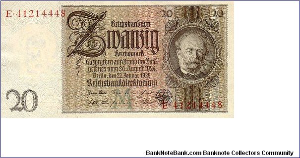 20 Reichsmark
Reichsbanknote Banknote