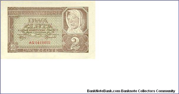2 Zlote
General Gouvernement - occupied Poland Banknote