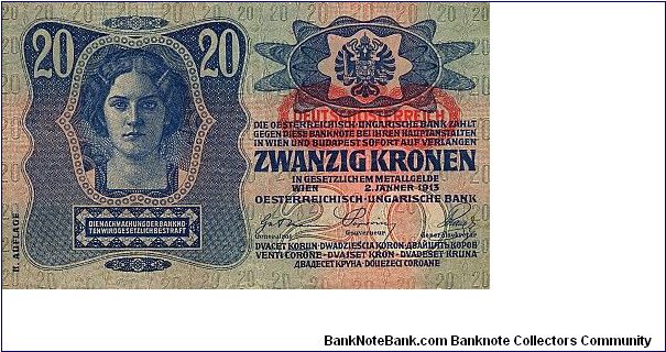 20 K
overprint Deutschösterreich
2nd issue Banknote