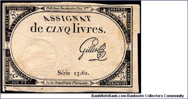 5 Livres. Banknote