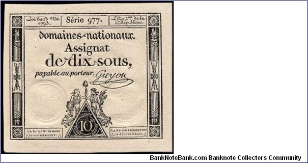 10 Sous. Banknote