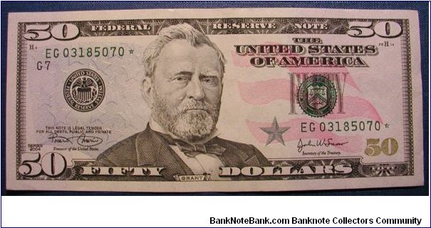 US 50 Dollar Star Note Series 2004 Banknote