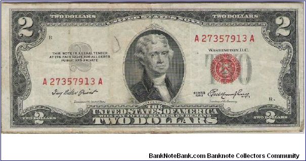 $2 bill red seal Banknote