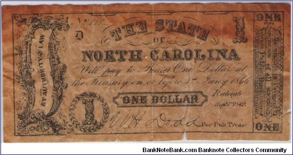 $1 State of North Carolina Banknote