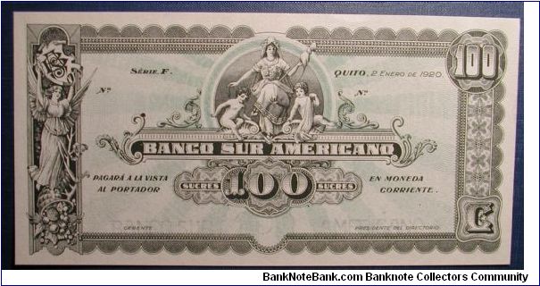 Ecuador 100 Sucres 1920

NOT FOR SALE Banknote