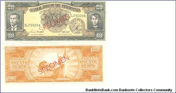 20 Pesos,Specimen UNC Banknote