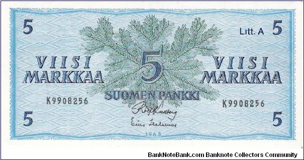 5 Markkaa 1963 Litt.A Banknote