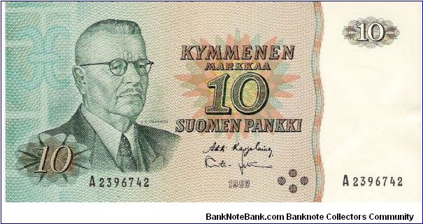 10 Markkaa 1980 Banknote