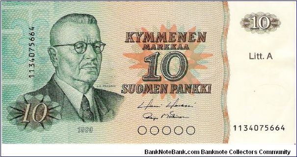 10 Markkaa 1980 Litt.A Banknote