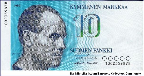 10 Markkaa 1986 Banknote