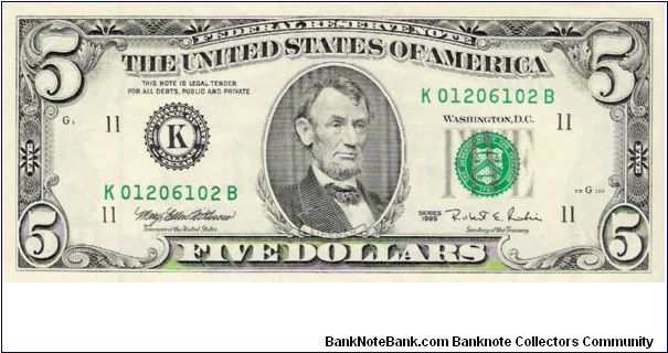5 Dollars 1995 Banknote