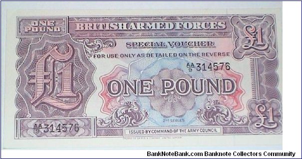 British Armed Forces. 2nd Series. 1 Pound. AA Series. Banknote