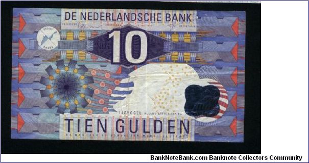 10 Gulden.

Value and geometric desigs on face and back.

Pick #99 Banknote