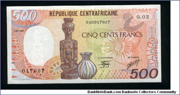 500 Francs.

Carving and jug on face; man carving mark on back.

Pick #14c Banknote