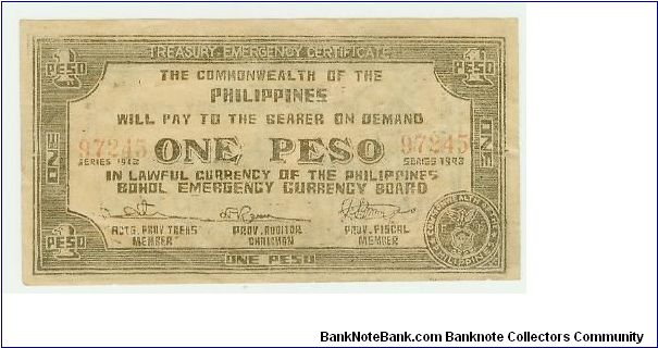 These notes were made out of ANYthing that was handy at the time. It could be old newspaper, or a brown paper bag! This is from Bohol. Banknote