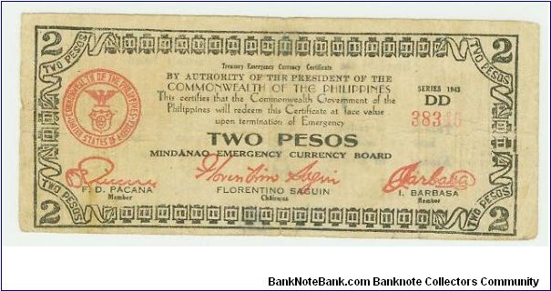 Philippines Two Peso Guerilla note from Mindanao. Banknote