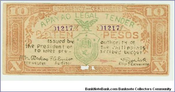 Banknote from Philippines year 1941