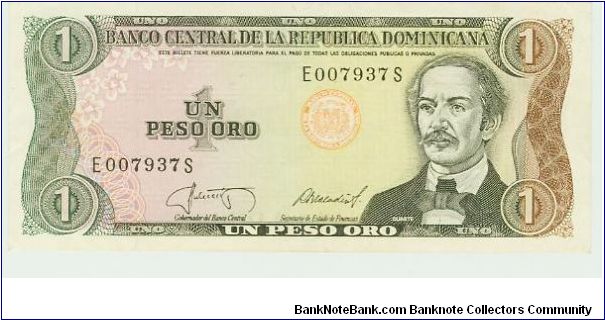 GREAT LOOKING ONE PESO NOTE FROM THE DOMINICAN REPUBLIC. Banknote